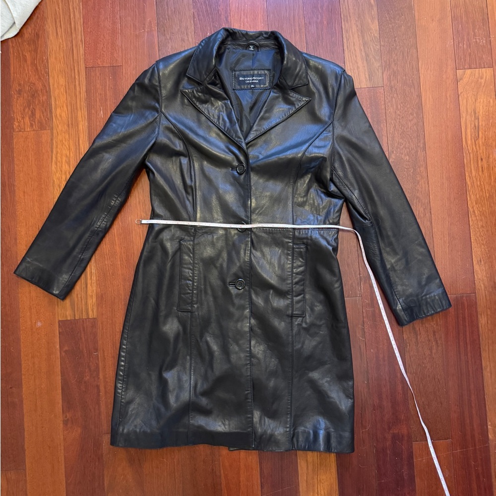 Classic Black Leather Women's Coat